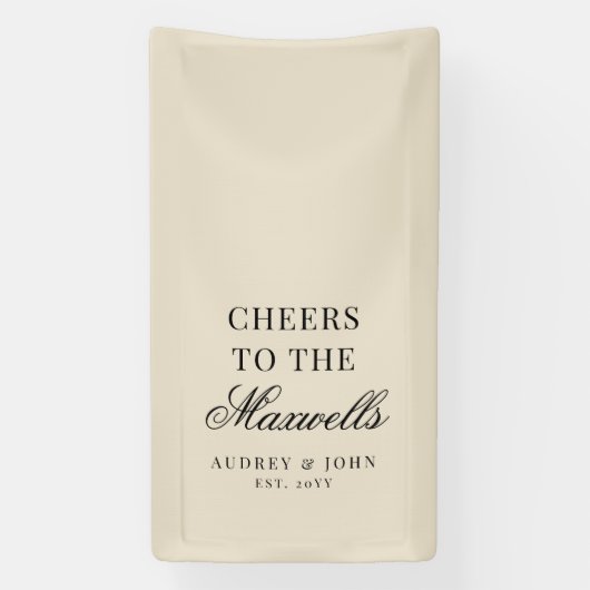 Antiek Ivoor Zwart Proost Script Bruiloft Spandoek (Verticaal)