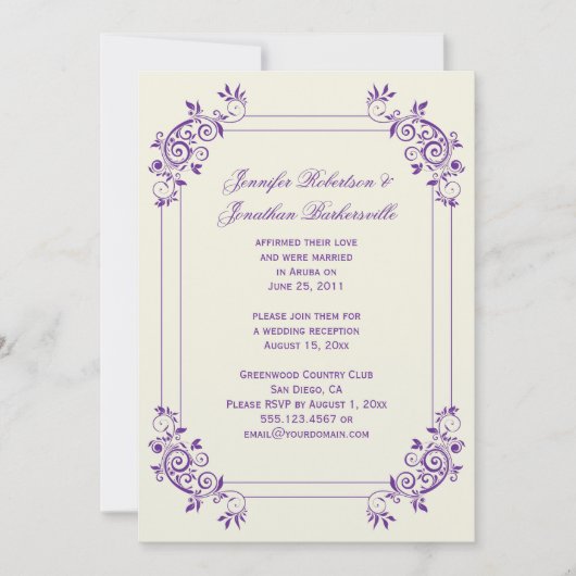 Antiek Ivoorkleurig met Paarse Strepen na de Bruil Kaart (Voorkant)