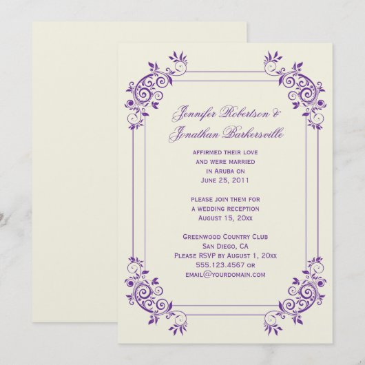 Antiek Ivoorkleurig met Paarse Strepen na de Bruil Kaart (Voorkant / Achterkant)