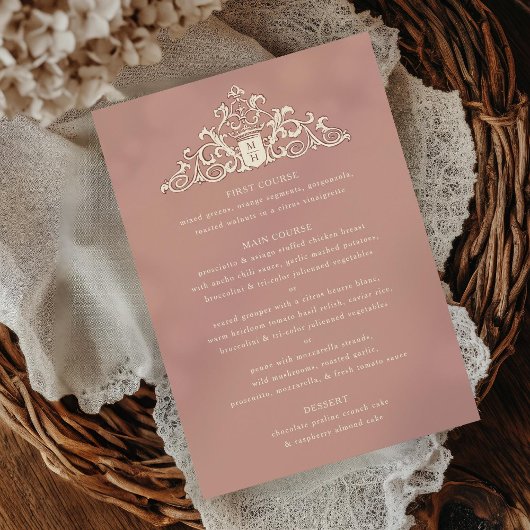 Antiek Ivoren Kam Mauve Trouwdiner Menu Kaart