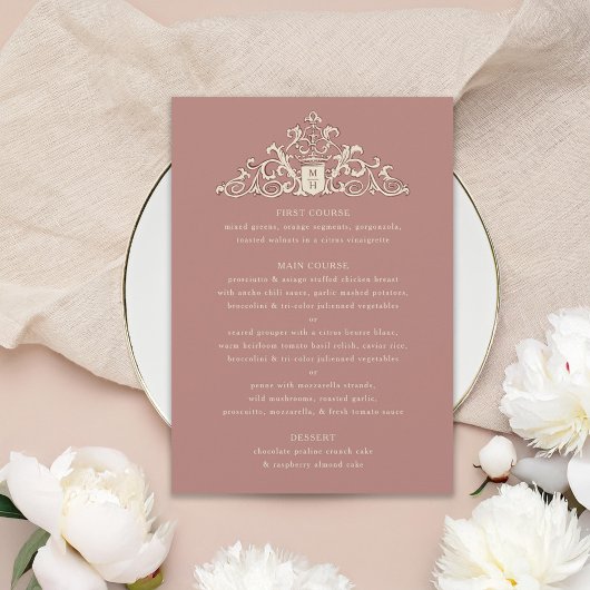 Antiek Ivoren Kam Mauve Trouwdiner Menu Kaart