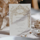 Antiek Ivoren Sepia Elegante Trouwboog Kaart