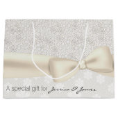 Antiek Ivory Floral Wedding Gift Bag Large Cadeautasje (Voorkant)