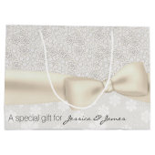 Antiek Ivory Floral Wedding Gift Bag Large Cadeautasje (Achterkant)