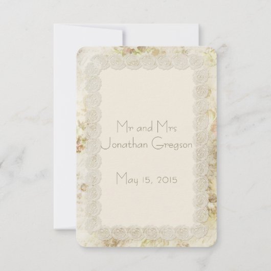 Antiek Ivory Lace Floral Wedding Table Numbers Kaart (Achterkant)