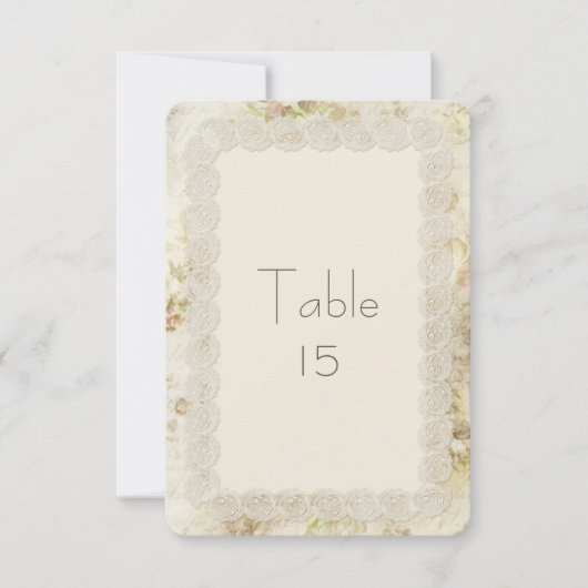 Antiek Ivory Lace Floral Wedding Table Numbers Kaart (Voorkant)