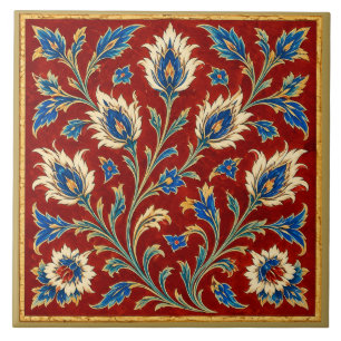Antiek Iznik-bloemenschilderwerk Tegeltje