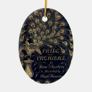 Antiek Jane Austen Pride en Prejudice Peacock Keramisch Ornament