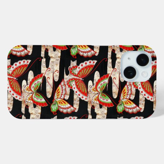 ANTIEK JAPANESE BUTTERFLIES Rood Zwart wit Case-Mate iPhone Case (Achterkant (horizontaal))