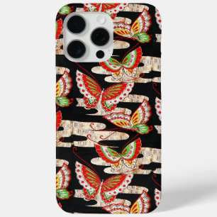 ANTIEK JAPANESE BUTTERFLIES Rood Zwart wit iPhone 15 Pro Max Hoesje