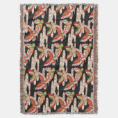 ANTIEK JAPANESE BUTTERFLIES Rood Zwart wit Deken (Voorkant Verticaal)