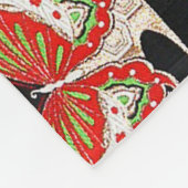 ANTIEK JAPANESE BUTTERFLIES Rood Zwart wit Fleece Deken (Hoek)
