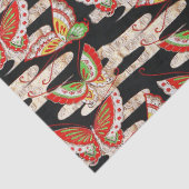 ANTIEK JAPANESE BUTTERFLIES Rood Zwart wit Tissuepapier (Detail)