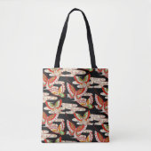 ANTIEK JAPANESE BUTTERFLIES Rood Zwart wit Tote Bag (Voorkant)