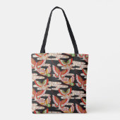 ANTIEK JAPANESE BUTTERFLIES Rood Zwart wit Tote Bag (Achterkant)