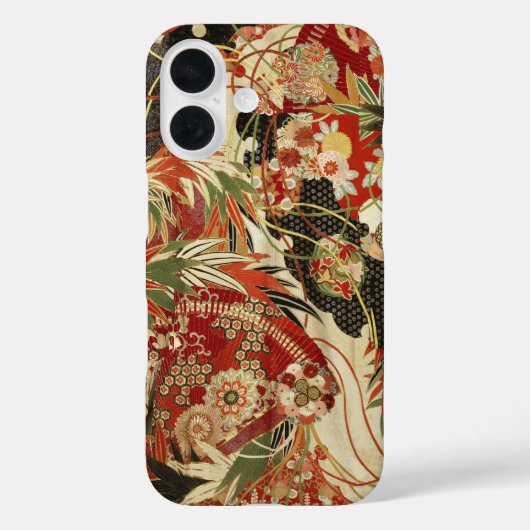 ANTIEK JAPANESE STROMEN Rode groene zwarte Floral Case-Mate iPhone Case (Achterkant)