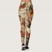 ANTIEK JAPANESE STROMEN Rode groene zwarte Floral Leggings (Achterkant)