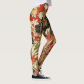 ANTIEK JAPANESE STROMEN Rode groene zwarte Floral Leggings (Rechts)