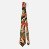 ANTIEK JAPANESE STROMEN Rode groene zwarte Floral Stropdas (Voorkant)