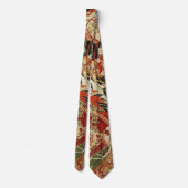 ANTIEK JAPANESE STROMEN Rode groene zwarte Floral  Stropdas (Achterkant)