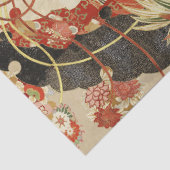 ANTIEK JAPANESE STROMEN Rode groene zwarte Floral Tissuepapier (Detail)