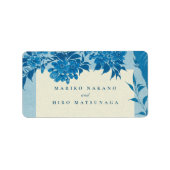 Antiek Japans blauw Cherry Blossom Etiket (Voorkant)