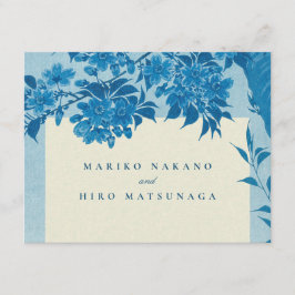 Antiek Japans blauw Cherry Blossom Informatiekaartje