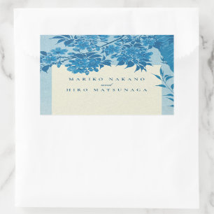 Antiek Japans blauw Cherry Blossom Rechthoekige Sticker