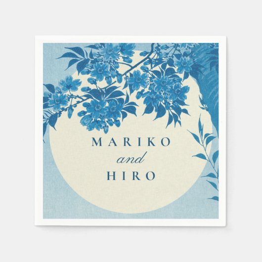 Antiek Japans blauw Cherry Blossom Servet (Voorkant)