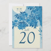 Antiek Japans blauw Cherry Blossom Wedding Kaart (Achterkant)