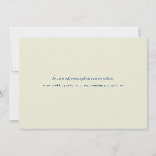 Antiek japans blauw kersenbloesem foto save the date (Achterkant)