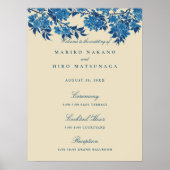 Antiek japans blauw kersenbloesem welkom poster (Voorkant)