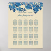 Antiek japans blauw kersenbloesem zitgrafiek poster (Voorkant)