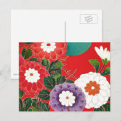 Antiek Japans Brocade Deep Red Briefkaart (Voorkant / Achterkant)