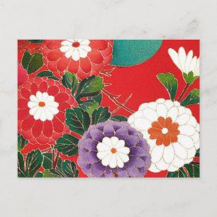 Antiek Japans Brocade Deep Red Briefkaart