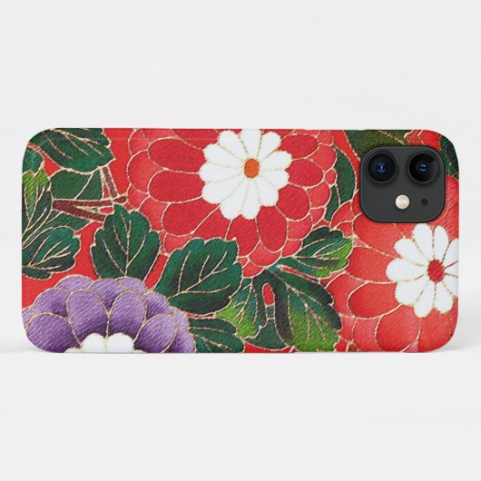 Antiek Japans Brocade Deep Red Case-Mate iPhone Case (Achterkant (horizontaal))