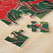 Antiek Japans Brocade Deep Red Legpuzzel (Zijkant)