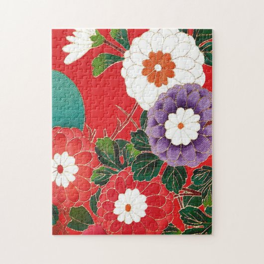 Antiek Japans Brocade Deep Red Legpuzzel (Verticaal)