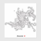 Antiek Japans Dragon Zwart-wit Sticker (Vel)