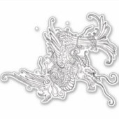 Antiek Japans Dragon Zwart-wit Sticker (Voorkant)