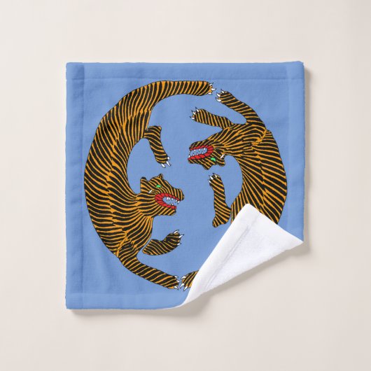 Antiek Japans Folk Art Tigers Bad Handdoek (Wasdoekje)