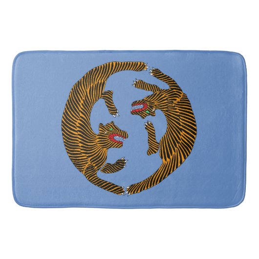 Antiek Japans Folk Art Tigers Badmat (Voorkant)