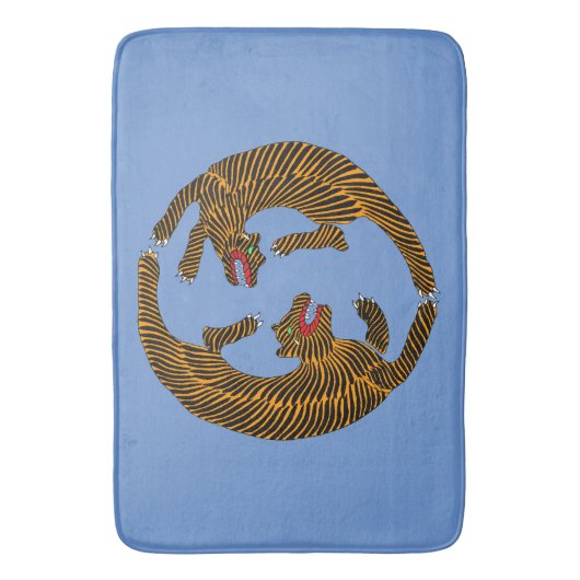 Antiek Japans Folk Art Tigers Badmat (Voorkant Verticaal)