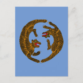 Antiek Japans Folk Art Tigers Briefkaart