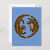 Antiek Japans Folk Art Tigers Briefkaart (Voorkant / Achterkant)