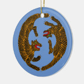 Antiek Japans Folk Art Tigers Keramisch Ornament (Links)