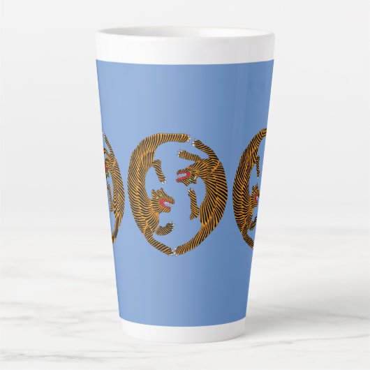 Antiek Japans Folk Art Tigers Latte Mok (Voorkant)