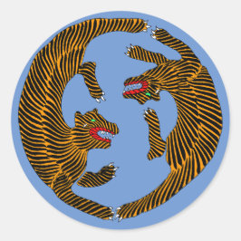 Antiek Japans Folk Art Tigers Ronde Sticker