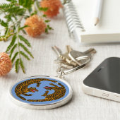 Antiek Japans Folk Art Tigers Sleutelhanger (Zijkant)