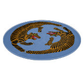 Antiek Japans Folk Art Tigers Snijplank (Hoek)